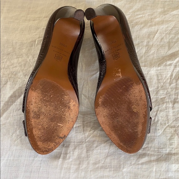 Ann Taylor Leather Snakeskin Open-toed Heels - Picture 7 of 7